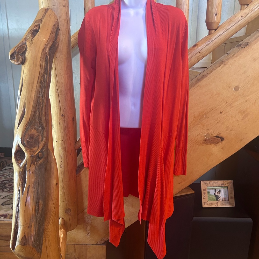 Zara Bold Orange Open Front Cardigan